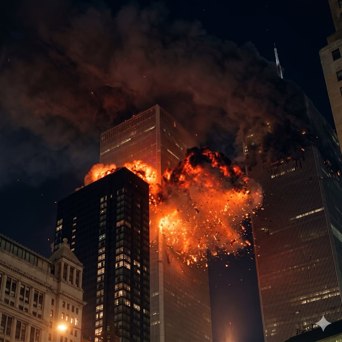 City skyline lights up in flames… massive fire