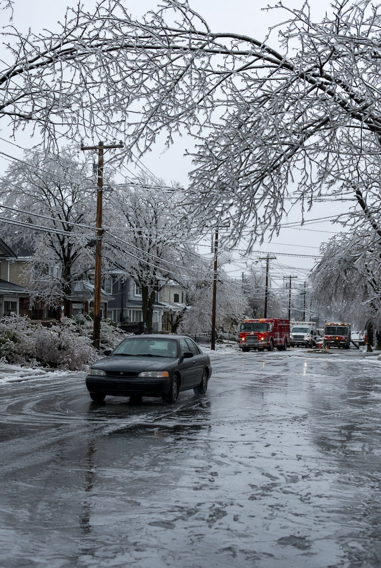 A Massive Ice Storm Has Frozen An American Town Overnight — Roads And Power Lines Covered In Ice