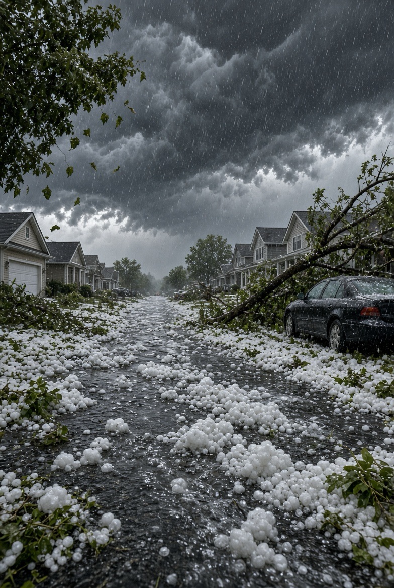 One Powerful Hailstorm Left This Neighborhood Covered in Ice