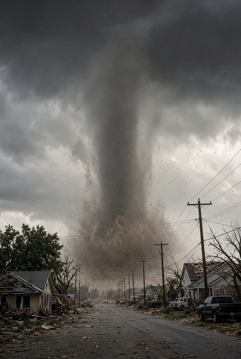 The Moment a Massive Tornado Reached the Town