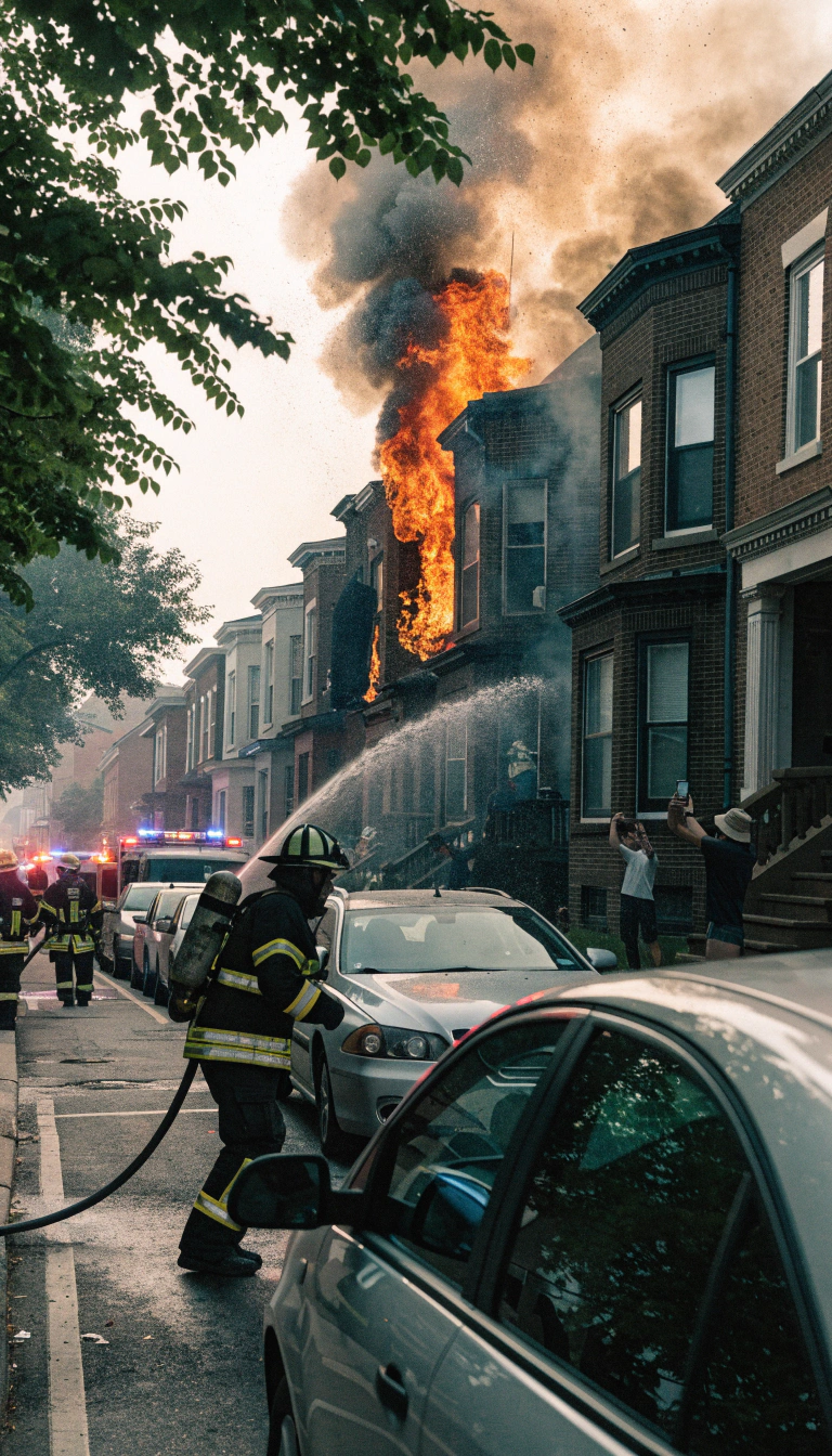 Residents watch as flames engulf a Chicago home